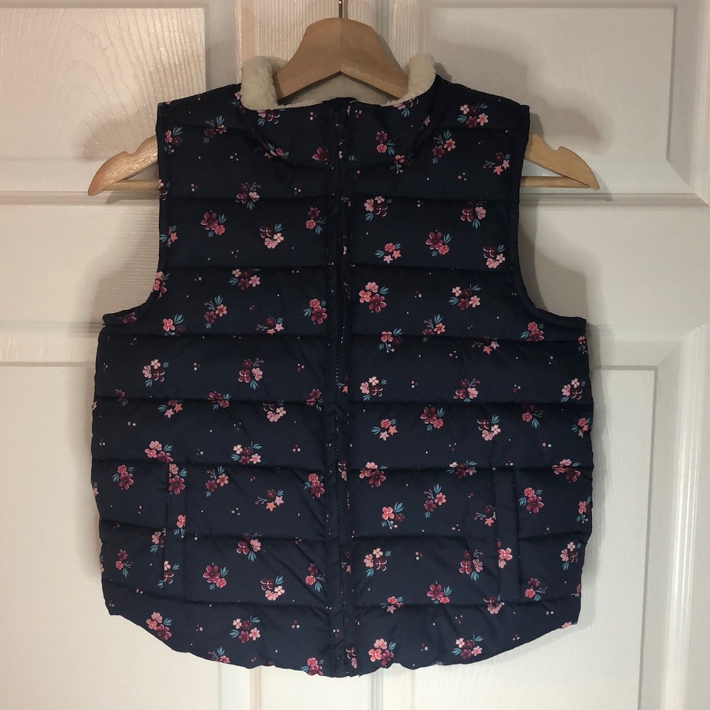 Girls Puffer Floral Vest